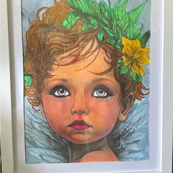 One of a kind. Framed signed art. Mixed (acrylic & Watercolor) mediums. - Picture 1 of 2